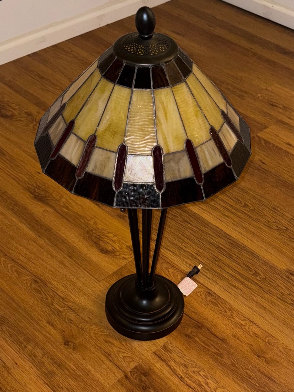Tiffany Table Lamp with Red Accents